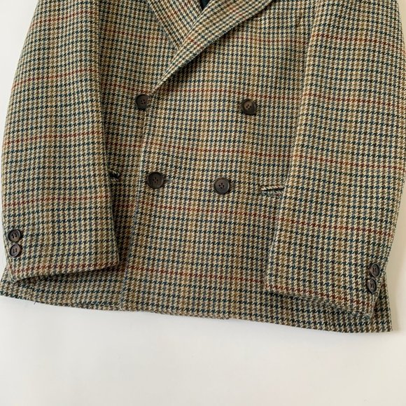 Vintage Wool Blend Plaid Houndstooth Academia Cropped Blazer size XS to Small - Picture 8 of 9